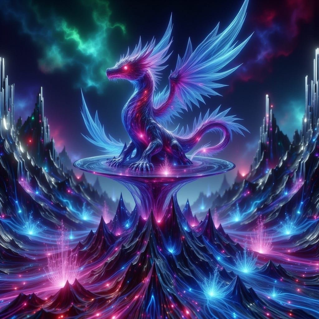 Chibi Dragon on Bioluminescent Mushroom