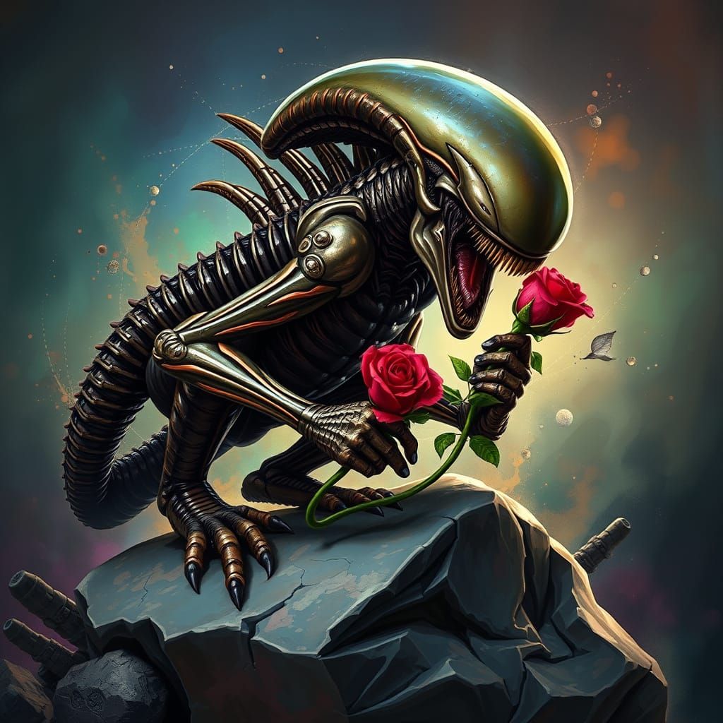 Wallace and Gromit Inspired Xenomorph in Vibrant Hyperrealis...