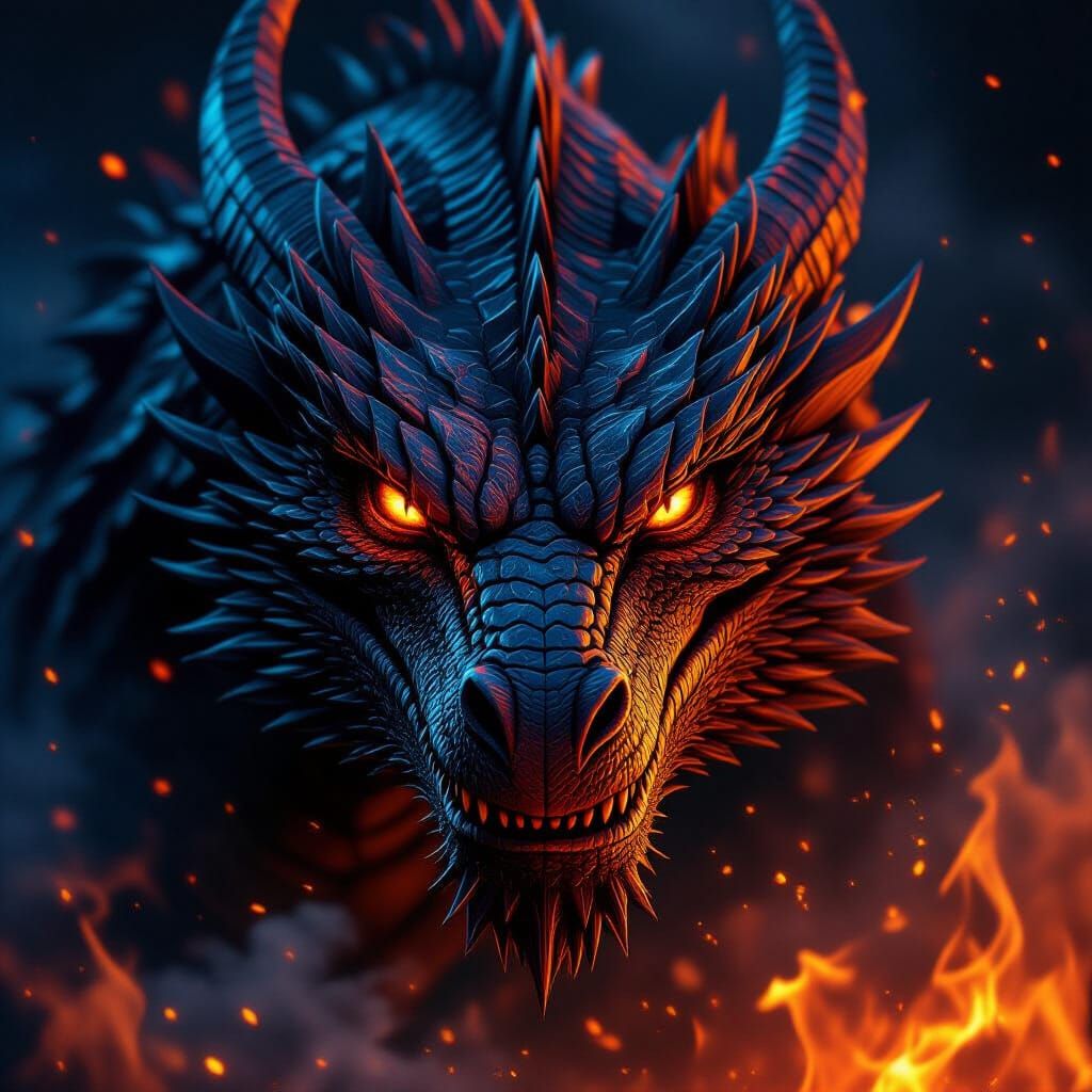 Hyper-Realistic Dragon Face in Digital Matte Painting