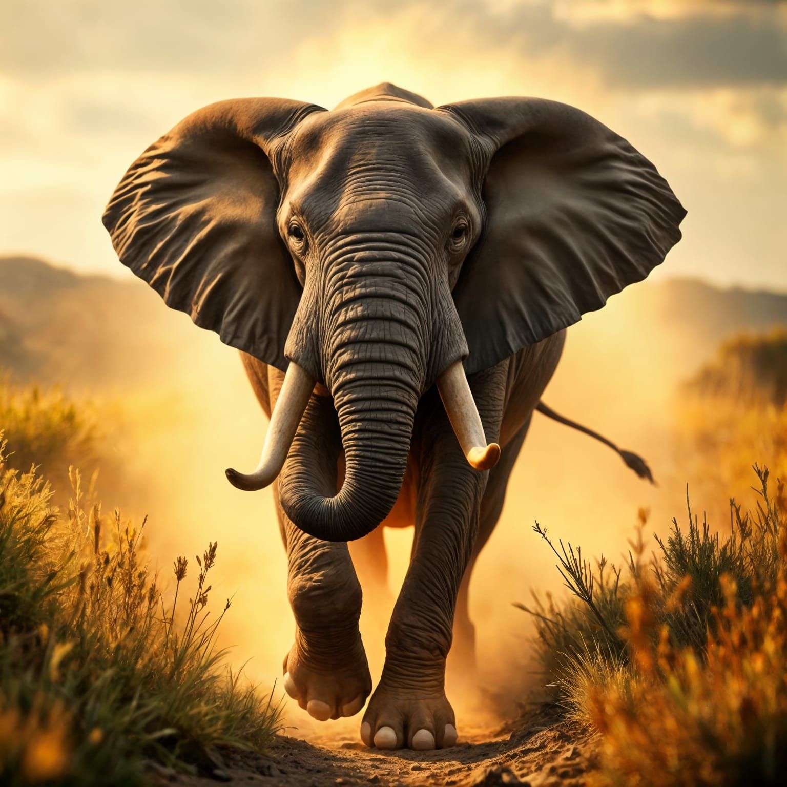 Surreal Cinematic Elephant in Hyperphotorealism