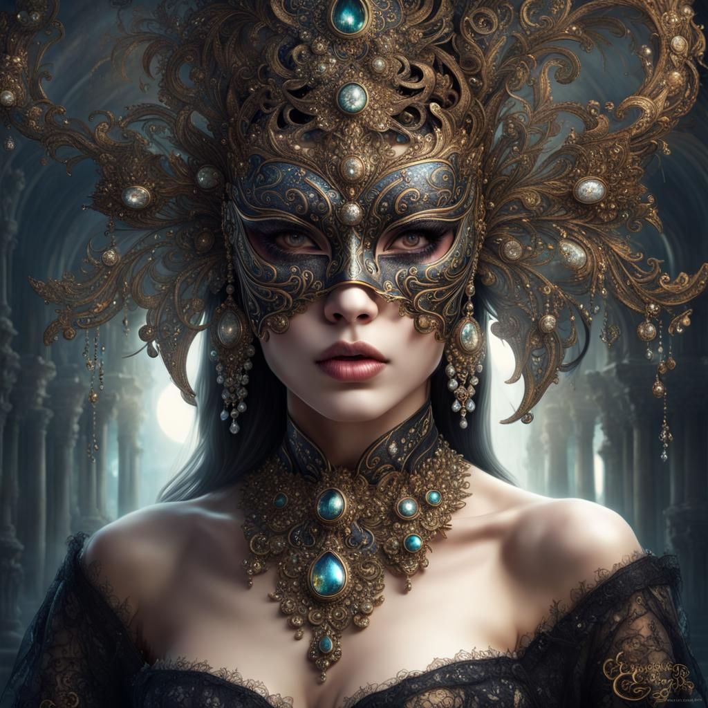 Elaborate Gothic Venetian Masquerade Mask I