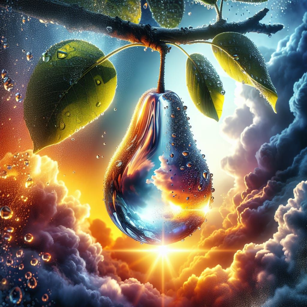 Crystal Pear Under Dramatic Lighting: Hyperrealistic Splash ...