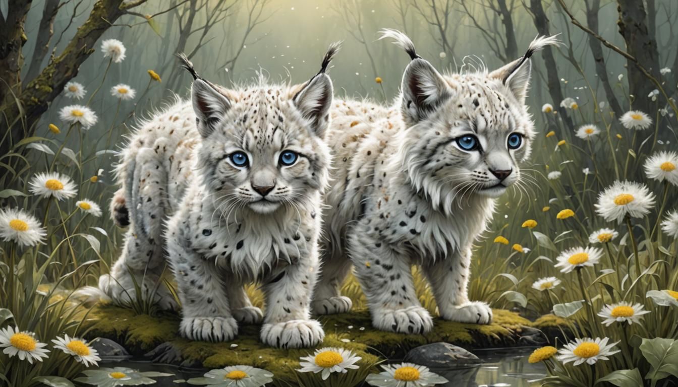 Adorable Arctic Lynx Cub in Fantasy Art Style