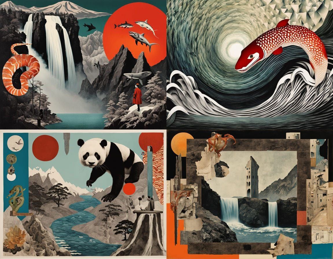 Surrealistic Dada Collage in Mixed Media