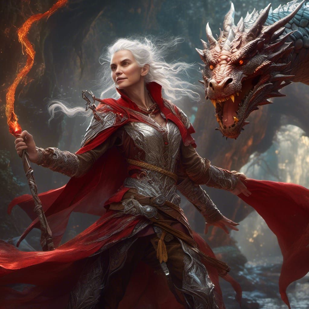 High Elf Bard with Dragon Cloak in Hyperreal Style