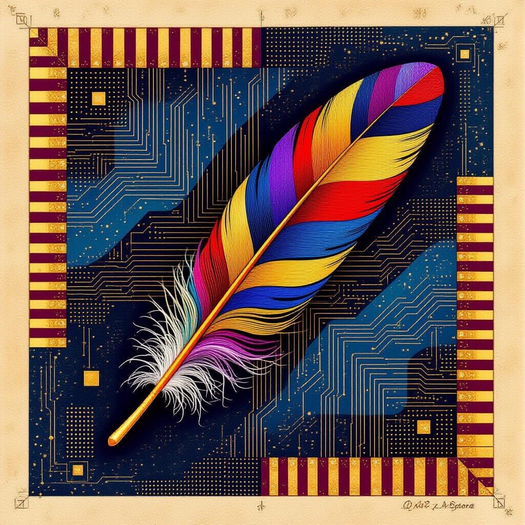 Geometric Abstraction with Feather and Circuitry