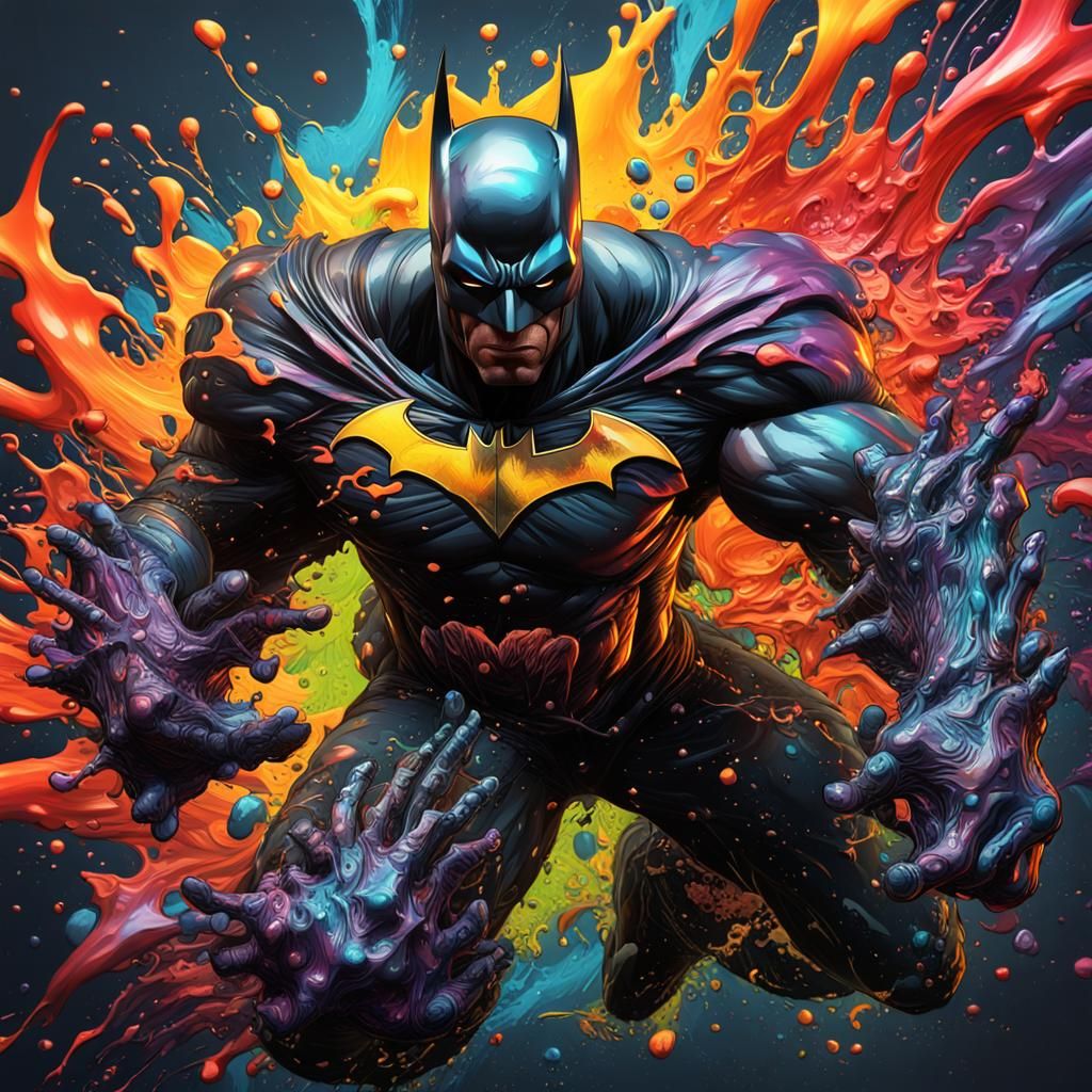 Liquid Batman Portrait in Splash Art Style