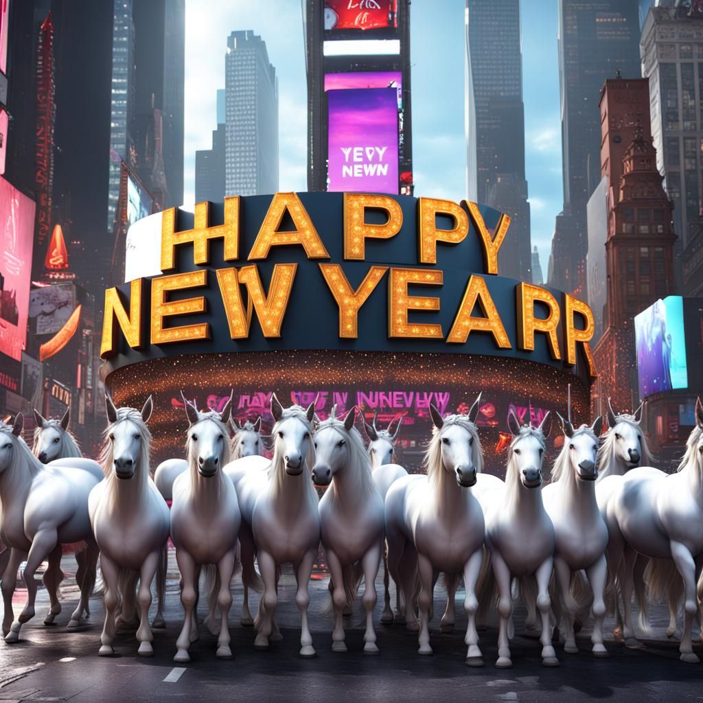 Unicorns Celebrate New Year in Times Square