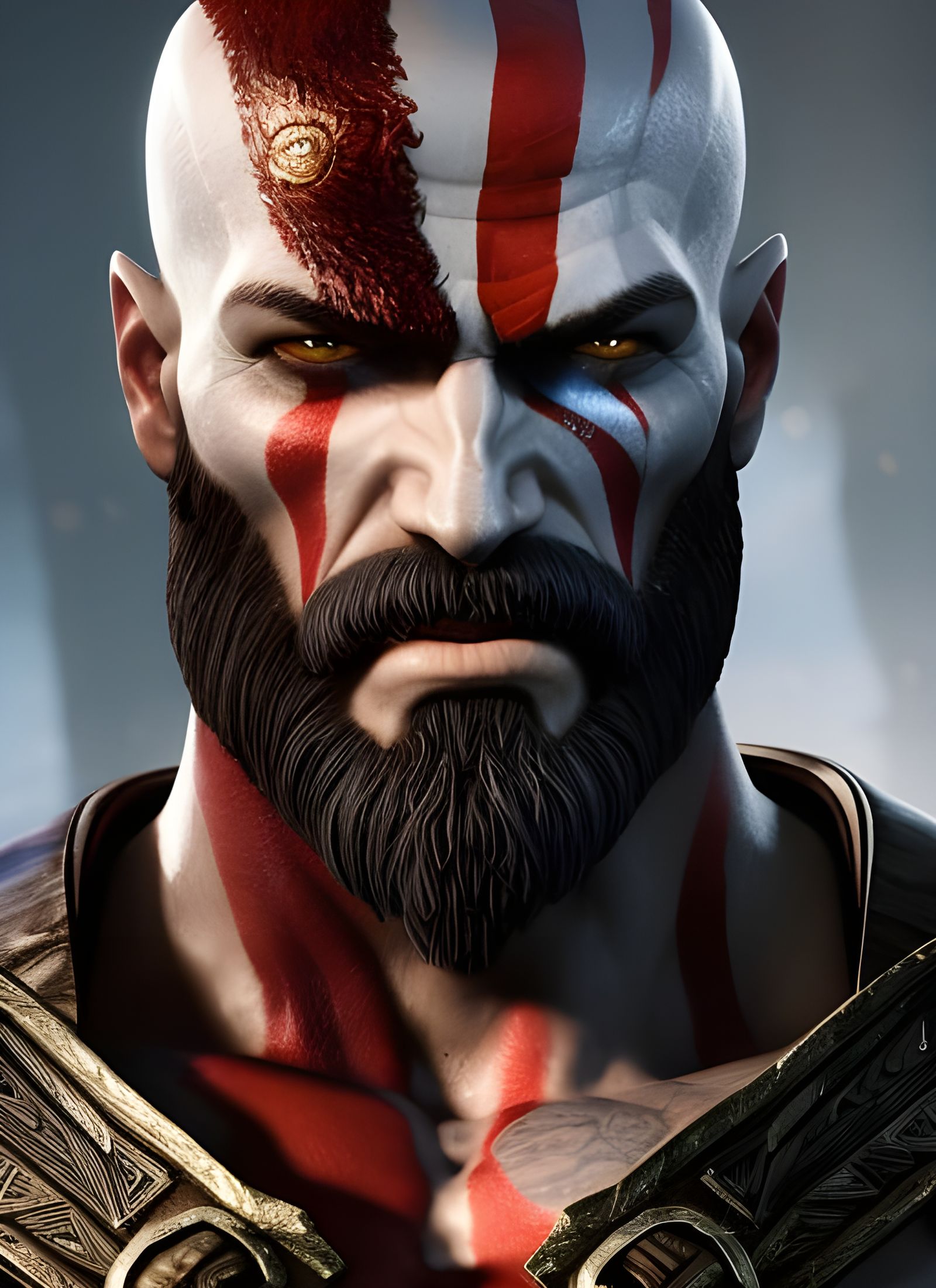 Kratos God of War Portrait in Dark Fantasy Style