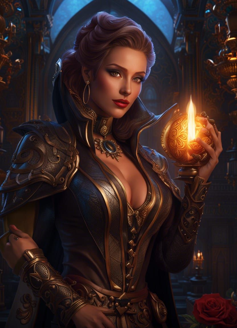 Redhead Alchemist Portrait in Gothic Art Style