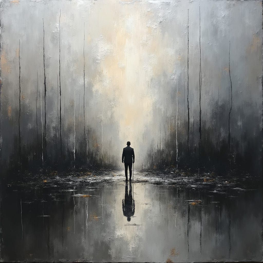 Ethereal Abstract Masterpiece in Moody Metallic Hues