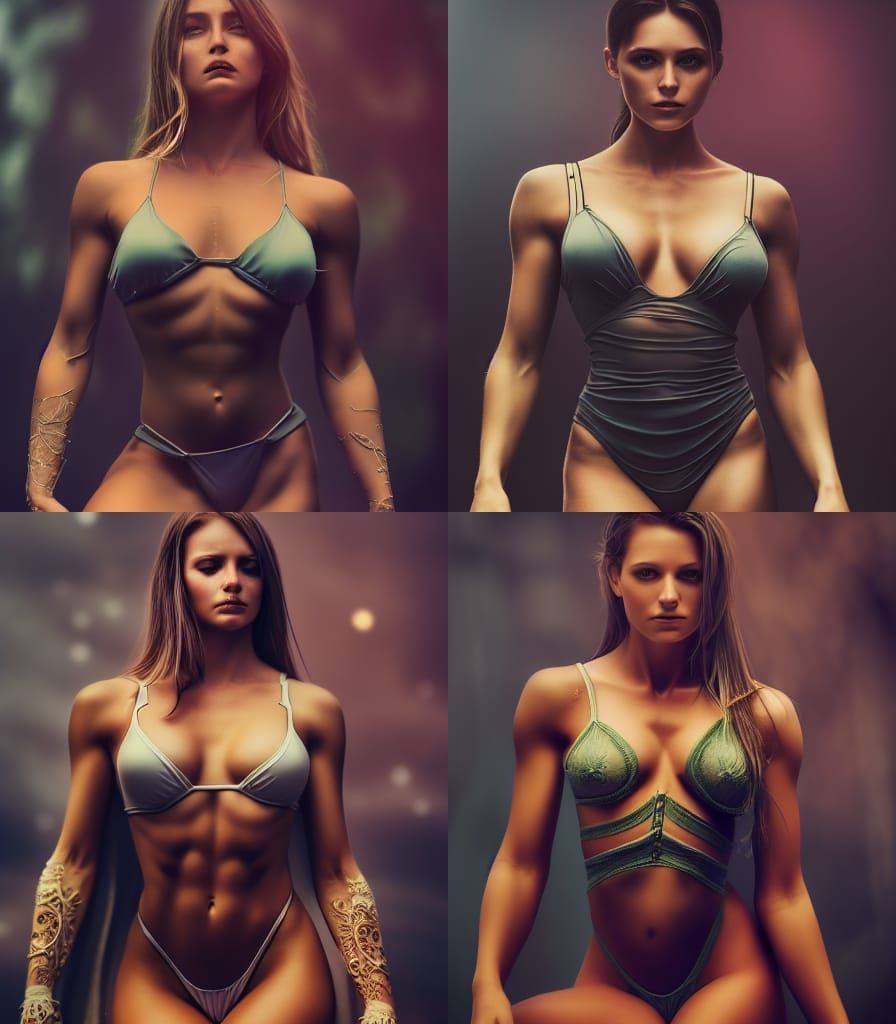 Realistic Photo of a Beautiful Bodybuilder with Bokeh
