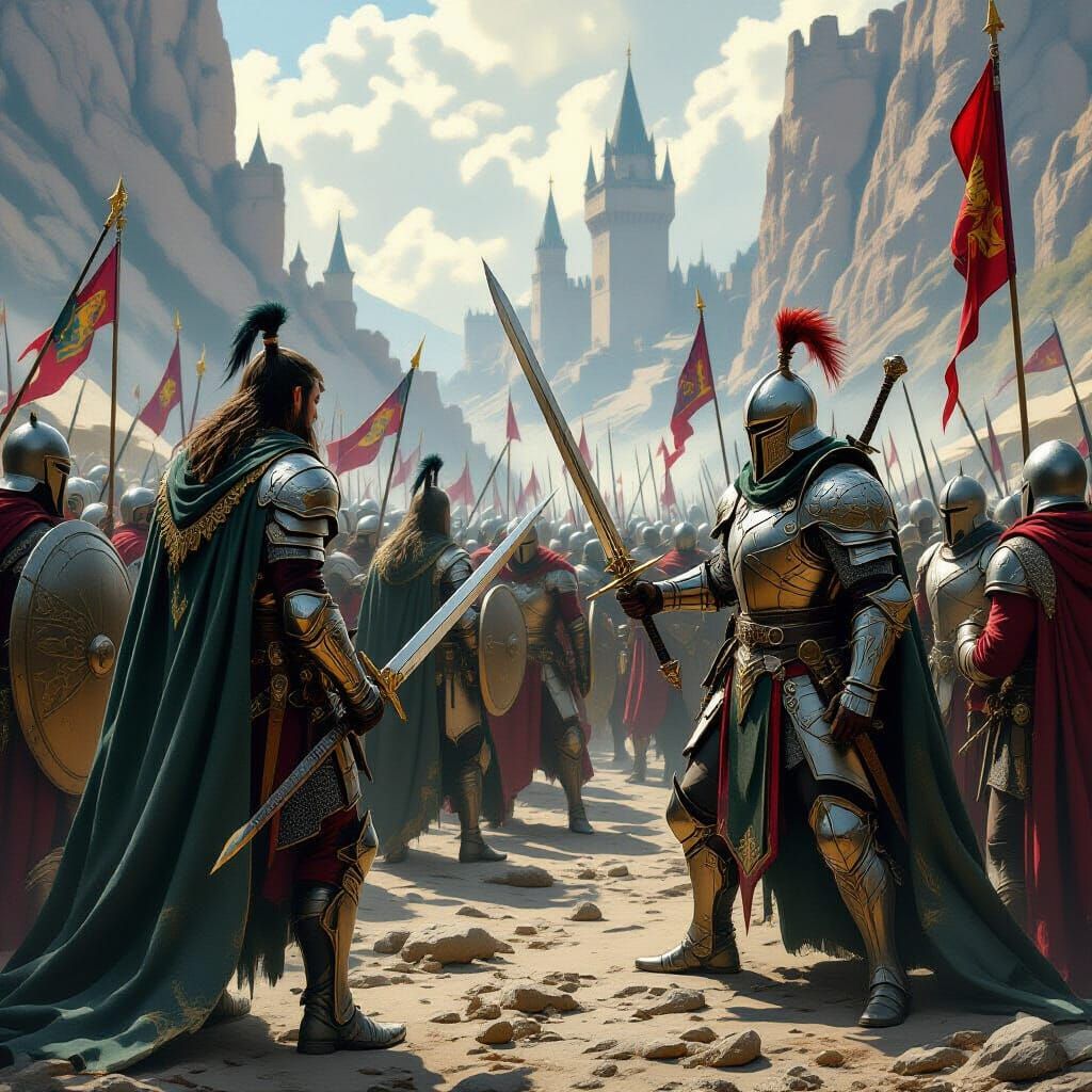 Epic Elf Empire Battle in Hyper-Realistic Style