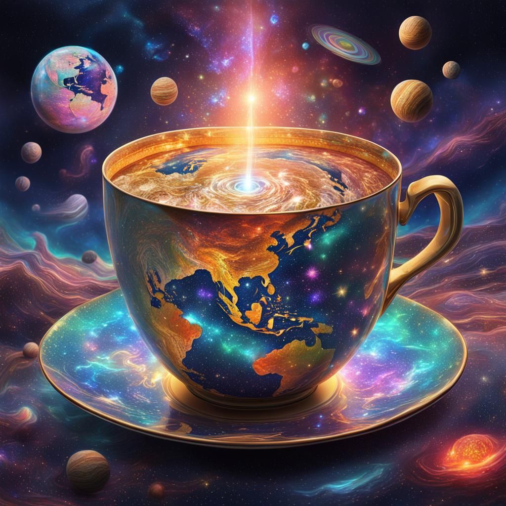The World in a Cup: Cosmic Mixed Media Art