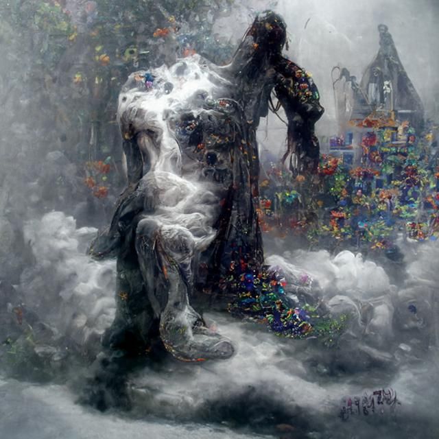Puzzle Person in Ethereal Horror Fantasy Style