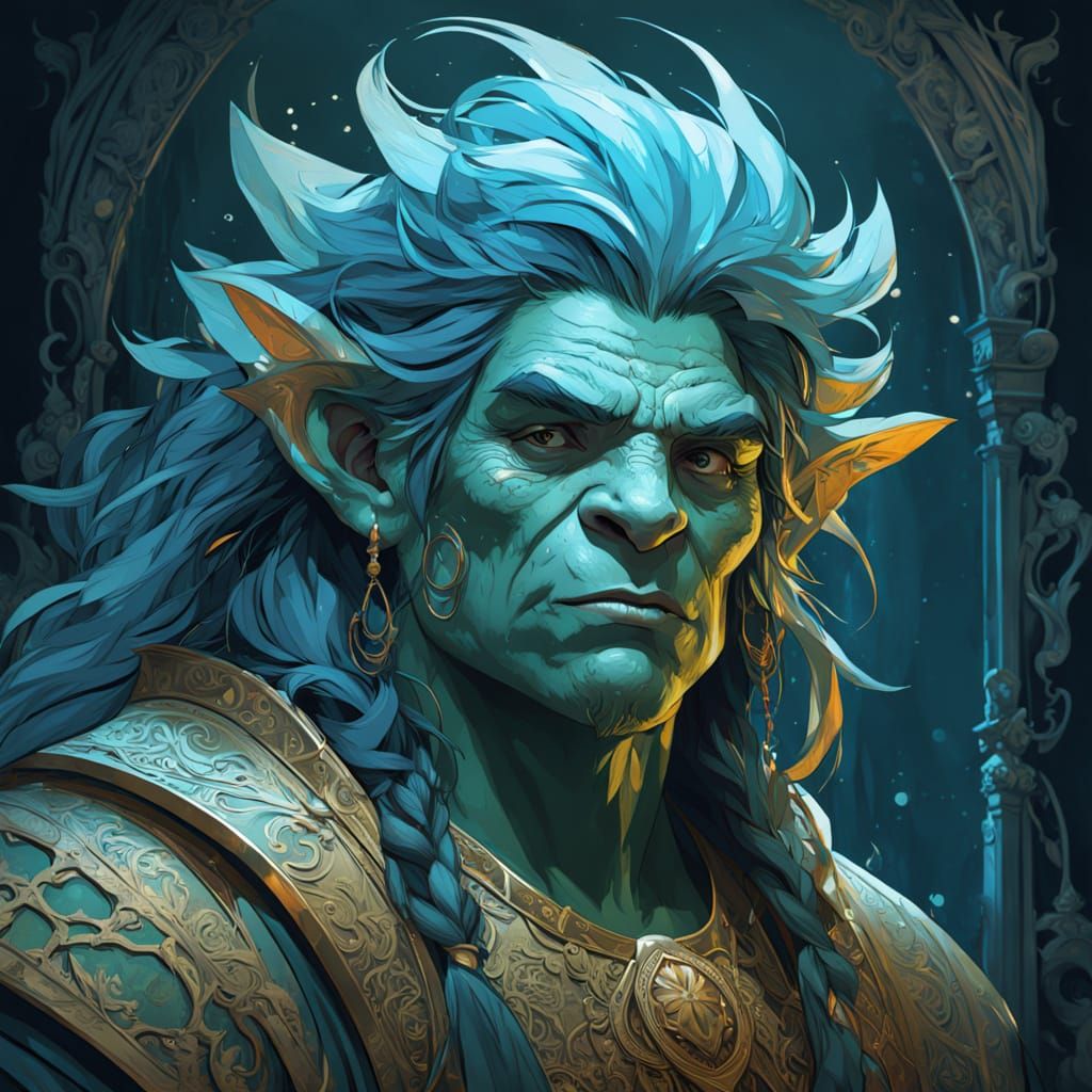 Troll Oversees Bridge Construction: Fantasy Art