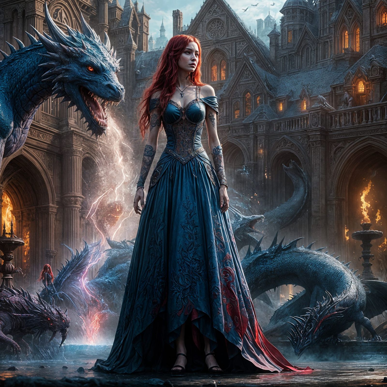 (Remastered Creative Upscaled Doll Standing On Fountain) As ...