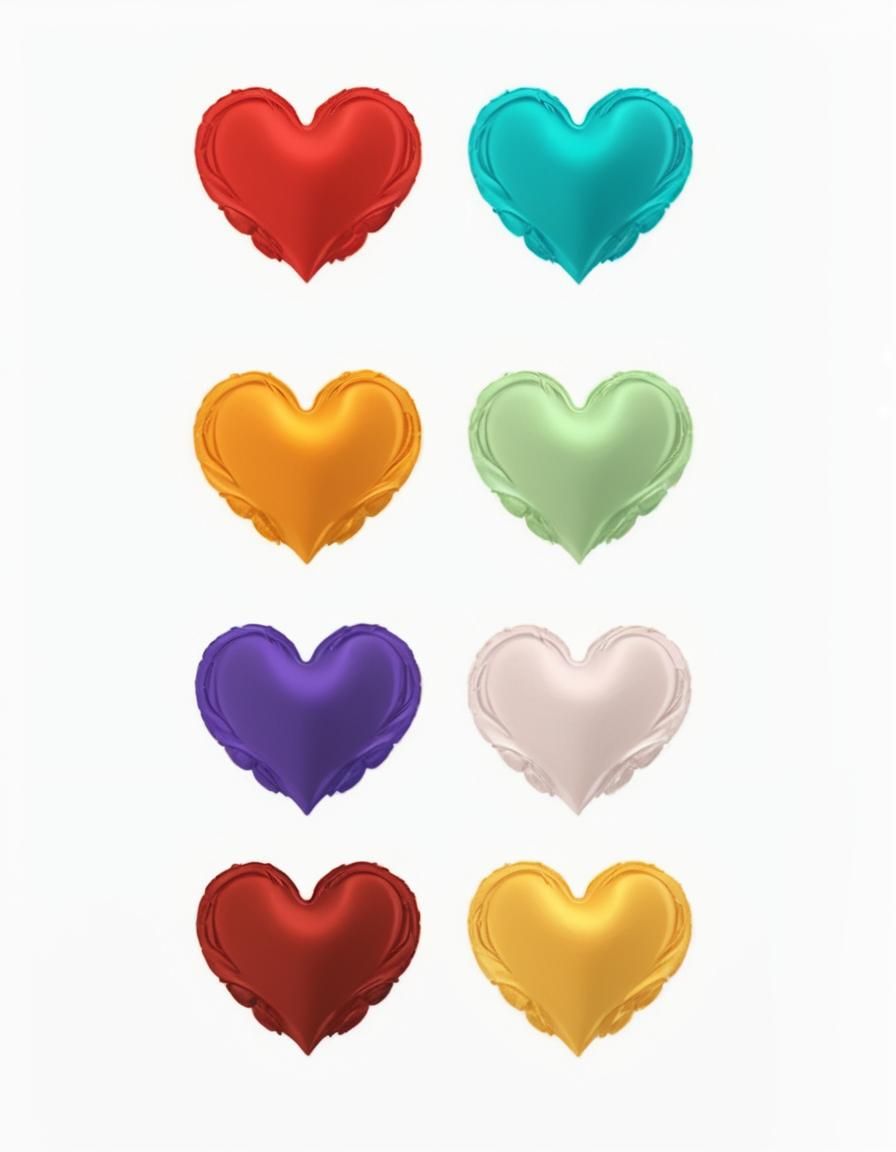 Ornate Antique Hearts with Roses in Expressionist Style