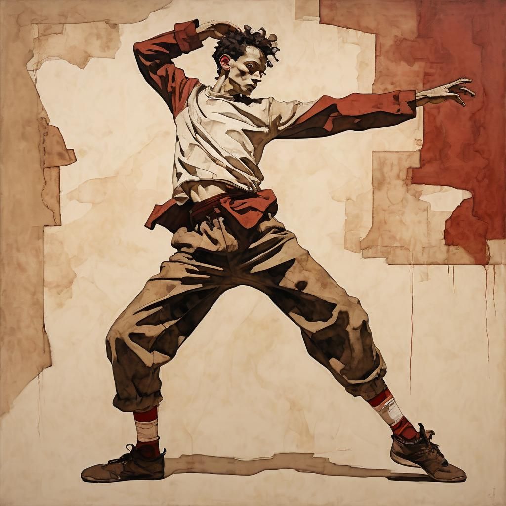 Abstract Hip-Hop Dancer in Muted Tones