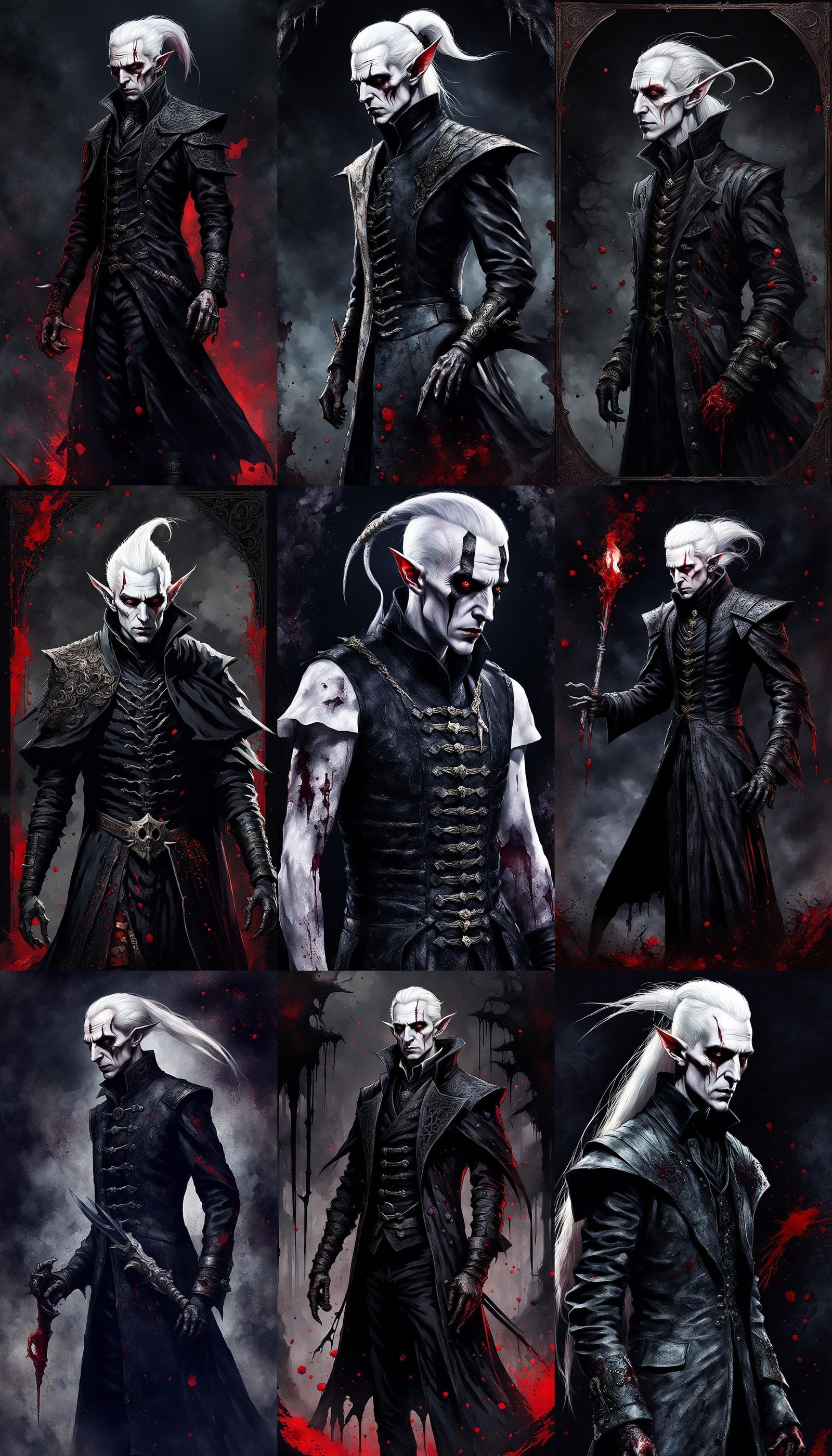 Gothic Dark Elf Rogue Portrait in Horror Style