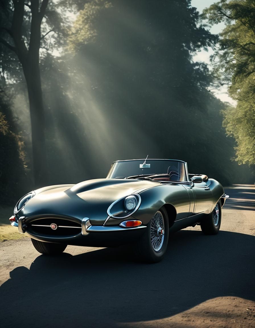 Classic Jaguar E-Type in Cinematic Sunlight
