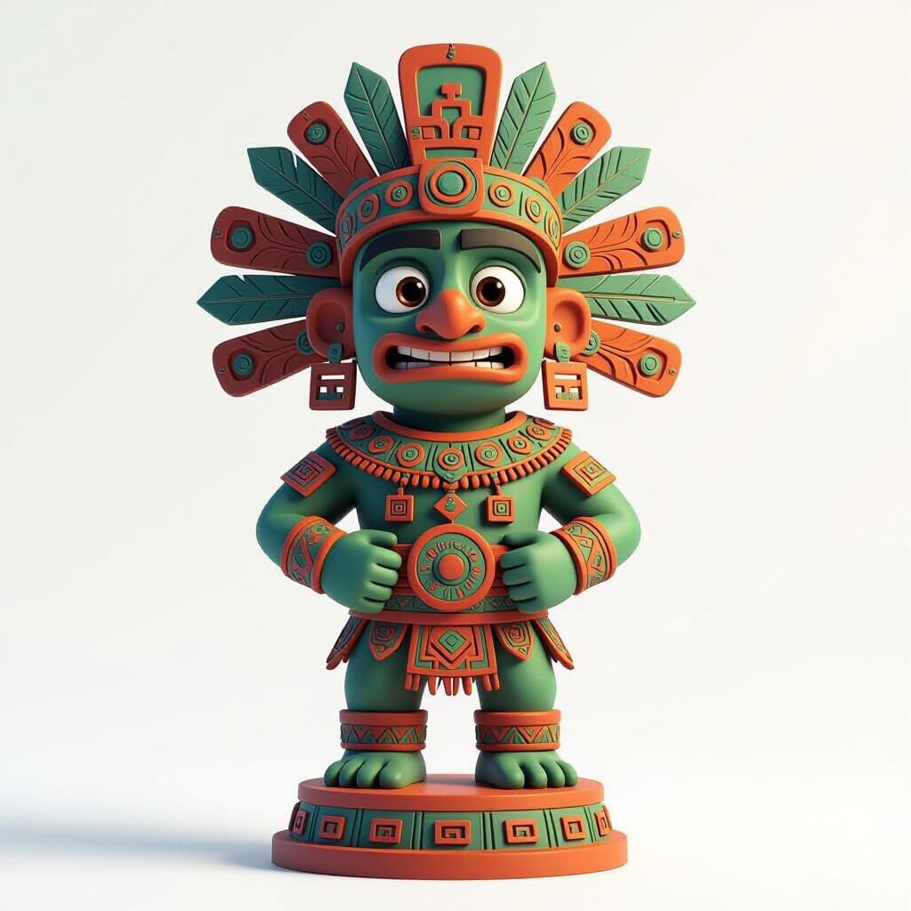 Intricate Inca Statue in Pixar 3D Style