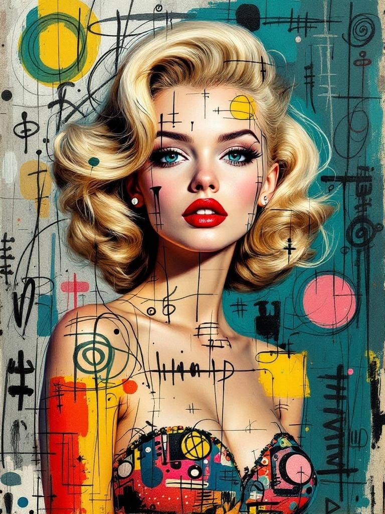 Pin-Up Portrait in Outsider Art Style