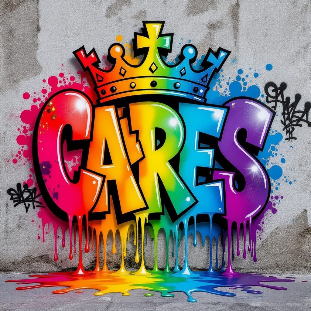 Portuguese Royal Crown in Graffiti Art Style