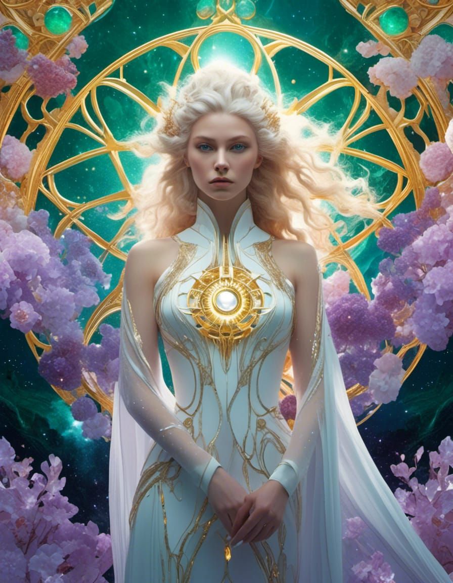 Atlantis Princess Under Amethyst Light, Reflective Crystals