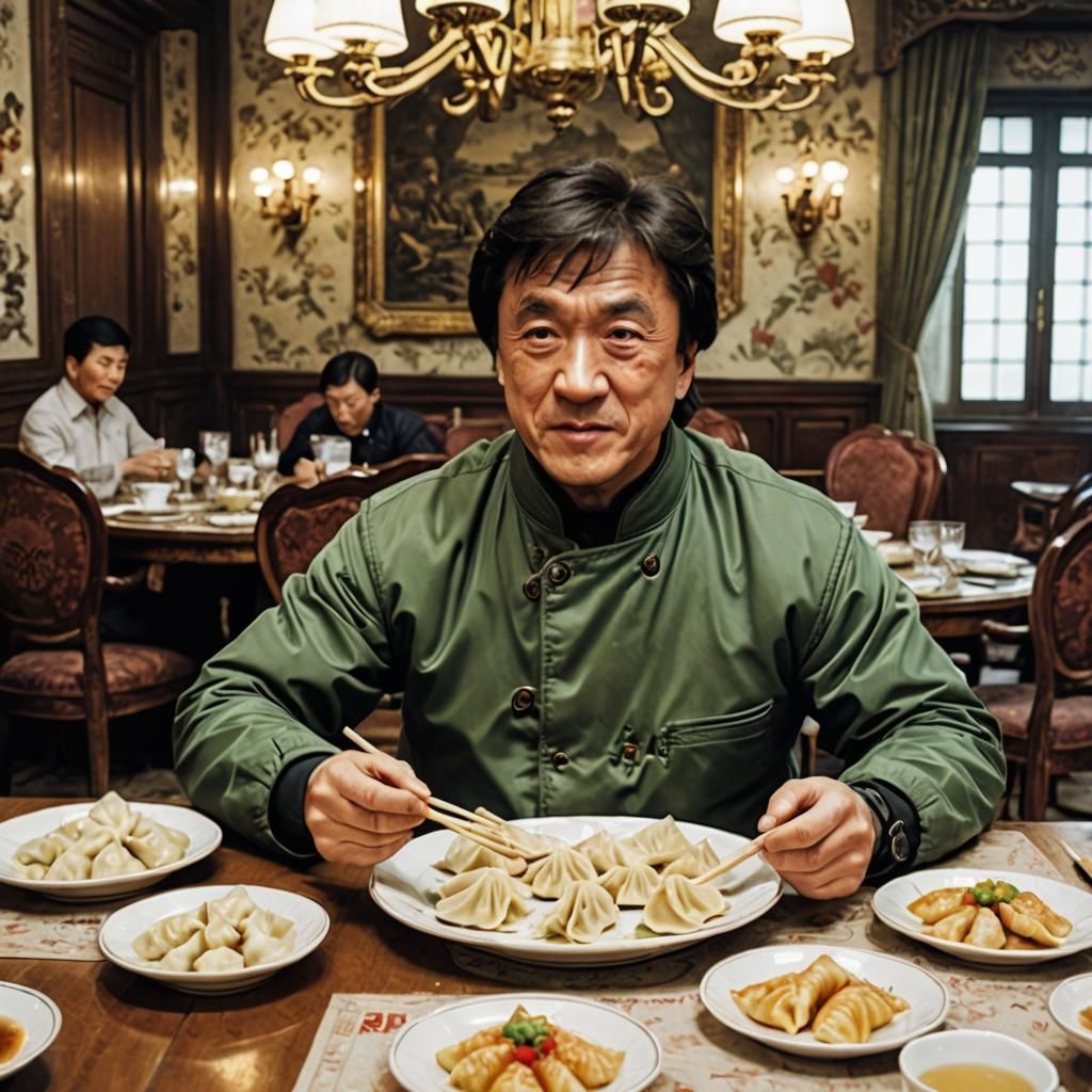 Jackie Chan Dumplings in Soviet Dining Room