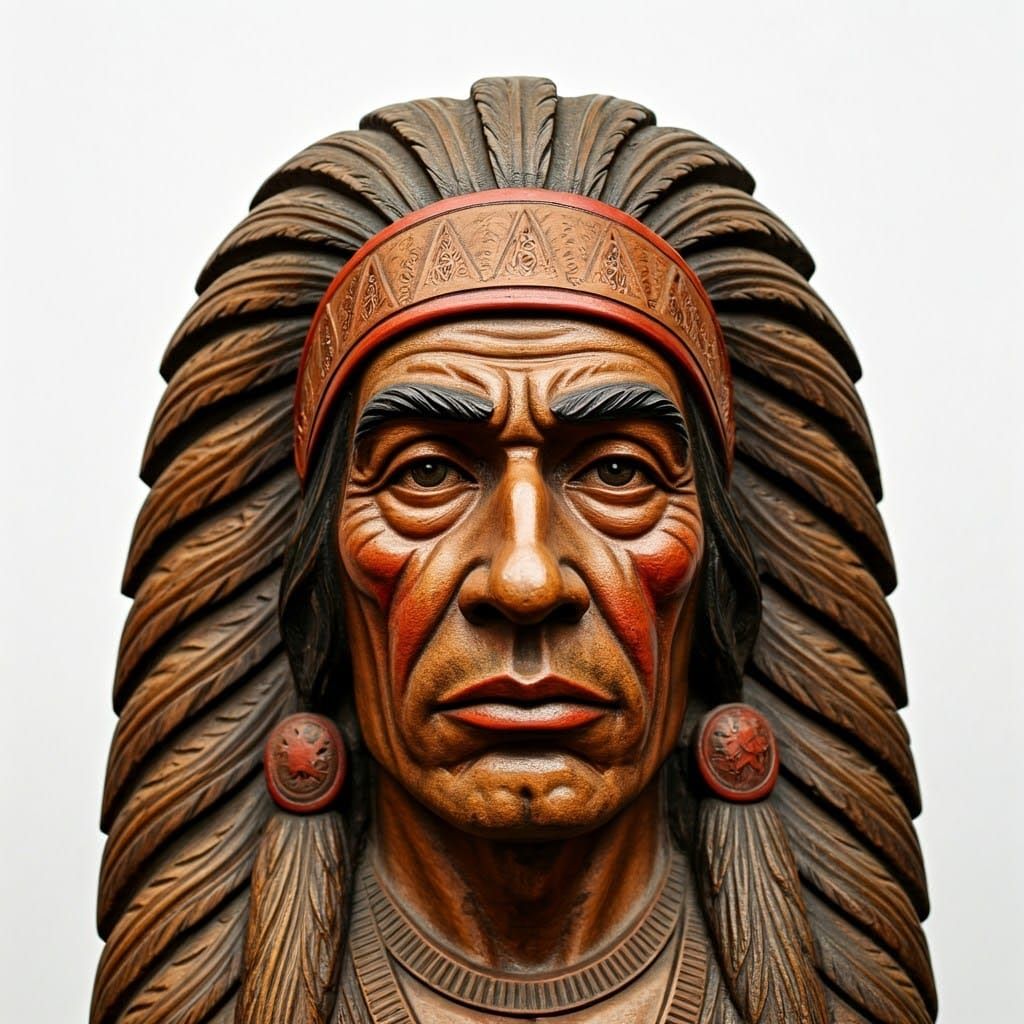 Antique Cigar Store Indian Statue Photograph