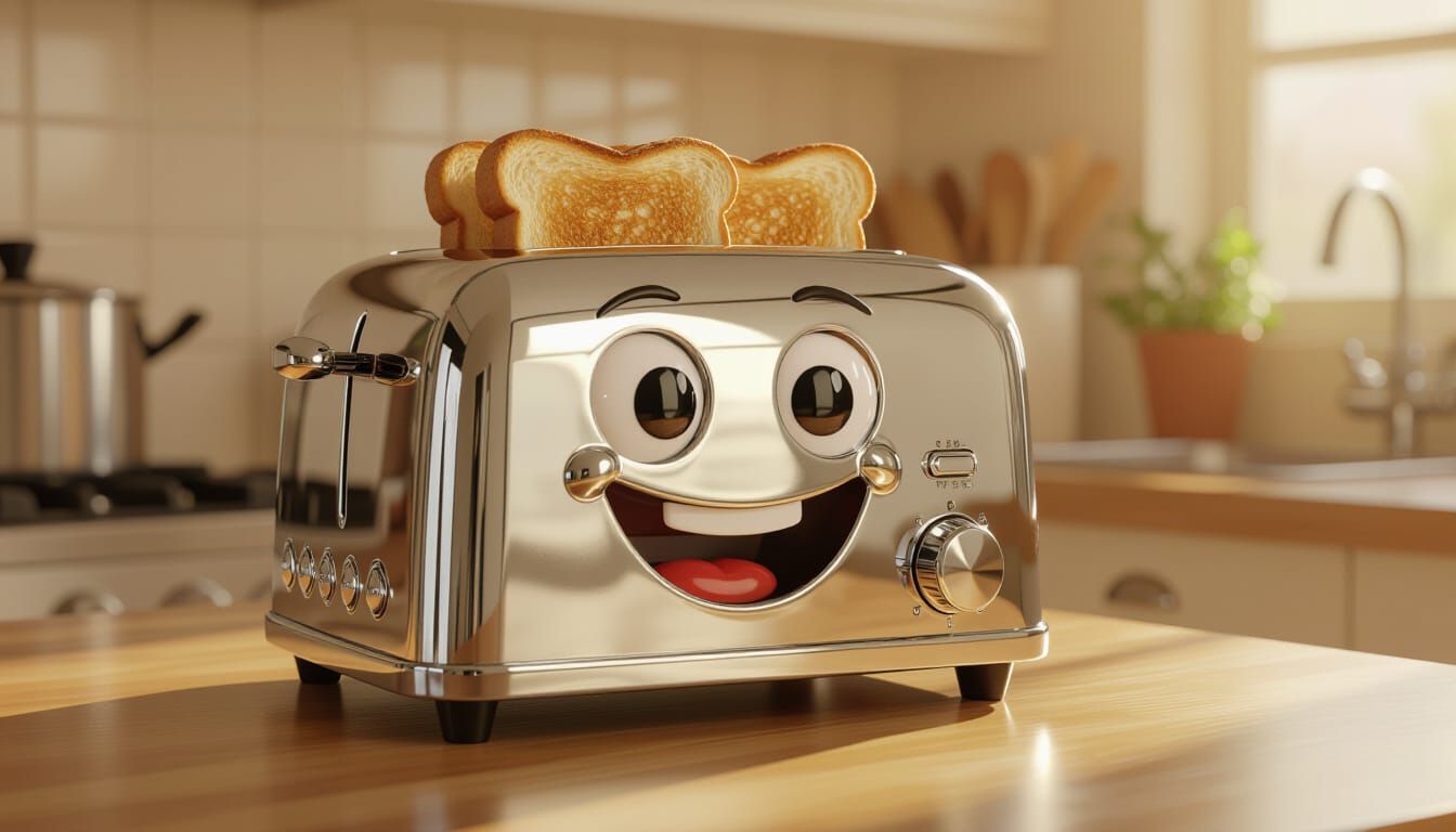 Photorealistic Smiling Toaster Makes Golden Toast