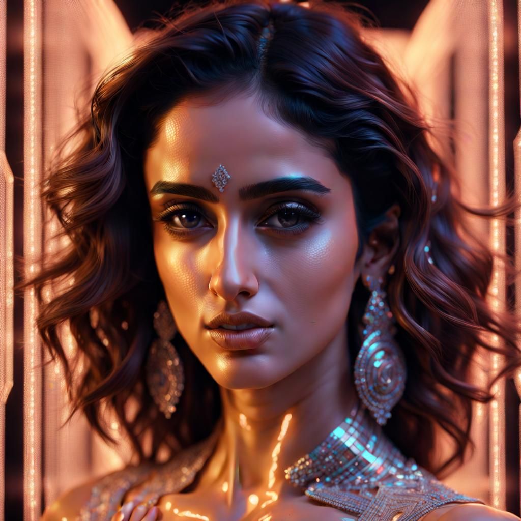 Disha Patani Portrait in Cassette Futurism Style