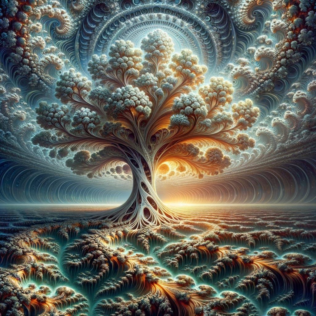 Surreal Fractal Tree of Norse Mythology