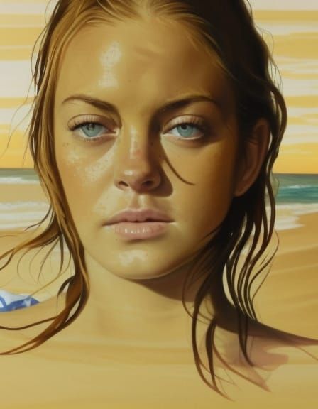 At the Beach - Lindsay Lohan