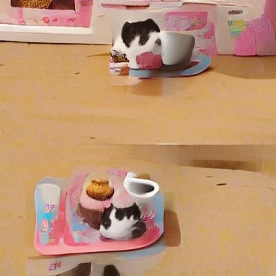 Cat Enjoying Coffee and Tea Cakes