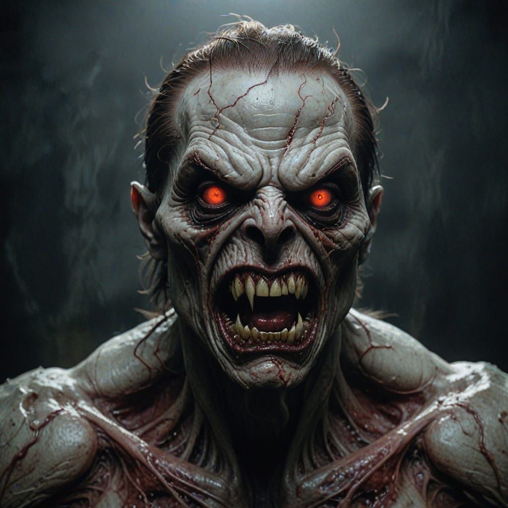 Cyclopean Horror Portrait in Fluid Human Flesh Style