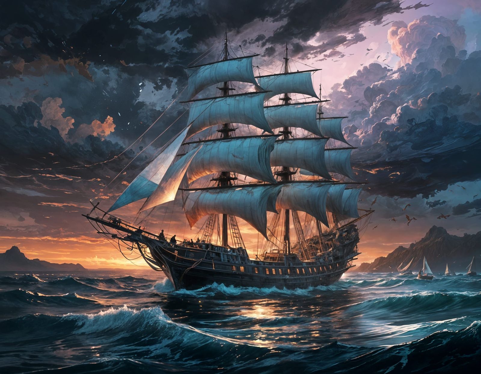 Sailing Ship in the Twilight