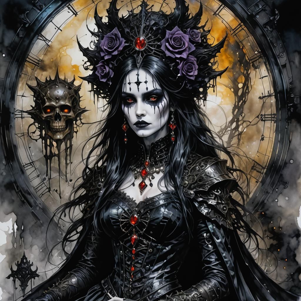 Gothic Priestess with Alcohol Ink Effects