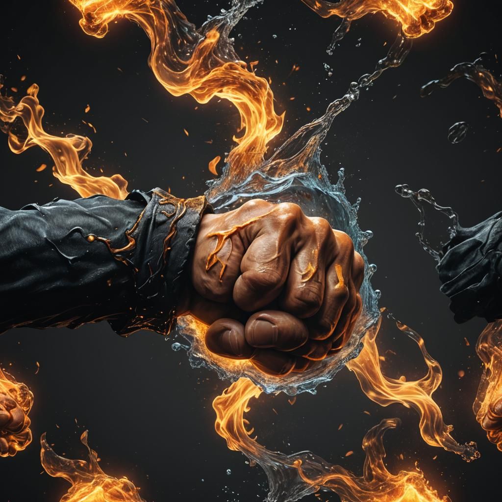 Water and Fire Fists Unite: Fantasy Concept Art