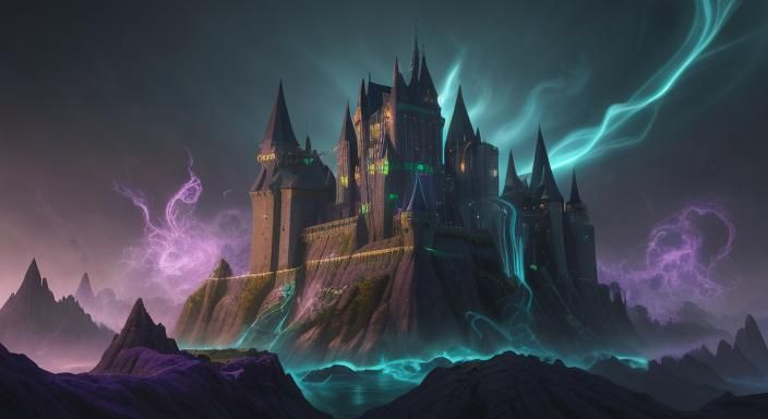 Wizards Brewing Potion in Castle, 3D Digital Art