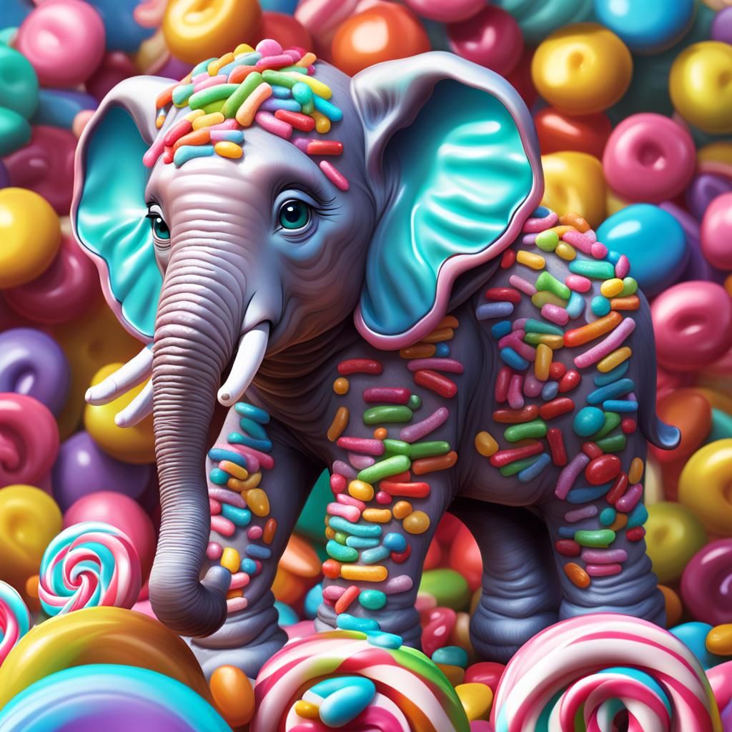 Baby Elephant in Candy Art Style