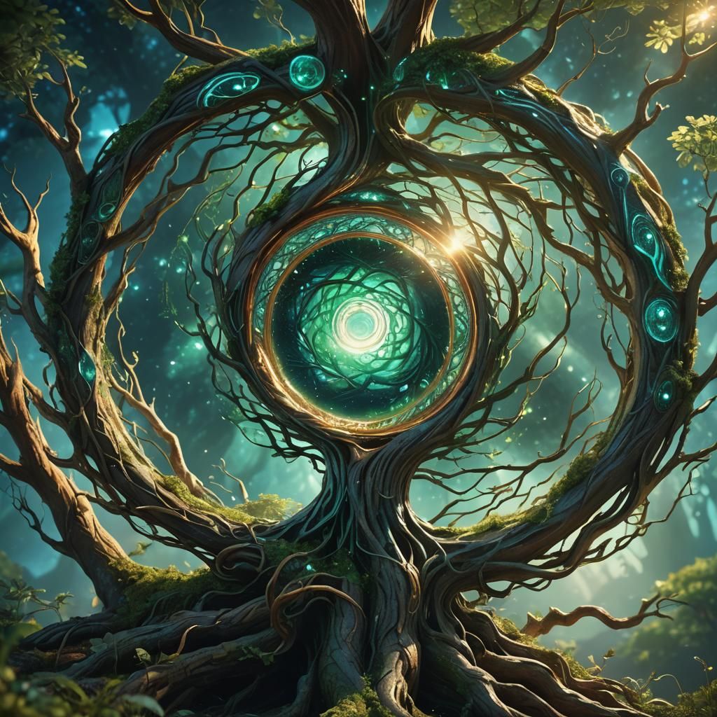 Ethereal Spirit Enclosed in Mystical Tree Ring