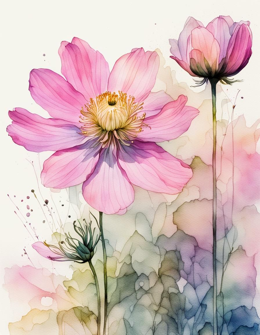 Surreal Pink Windflower Blooms in Vibrant Iridescent Colours