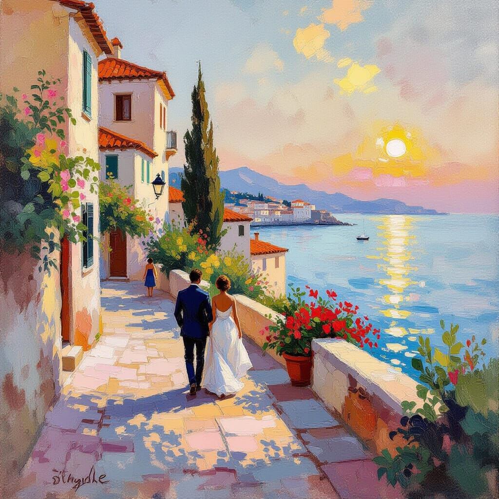 Impressionist Memory Scene with Soft Focus and Warm Colors