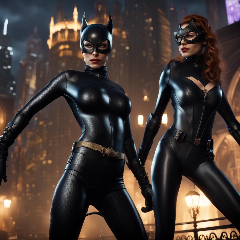 Catwoman and Batgirl in Detailed Matte Painting