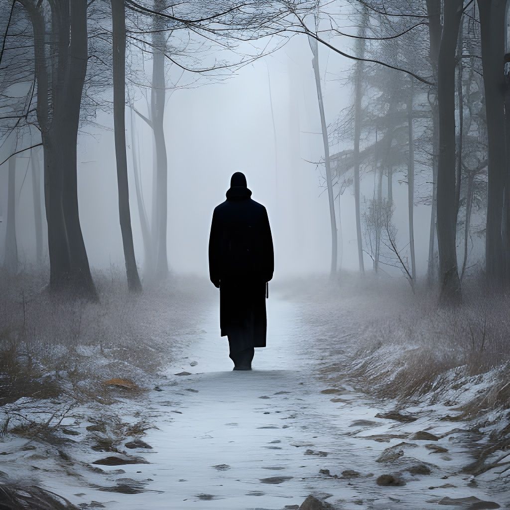 A Lonely Figure Surrounded by Families in a Harsh Environmen...