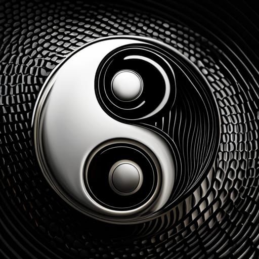 Detailed Yin Yang Symbol in Hyperrealistic Style