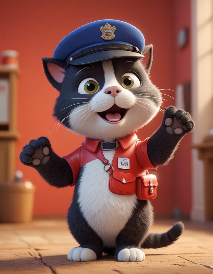 Feline Postal Icon Reimagined in Vibrant Digital Art