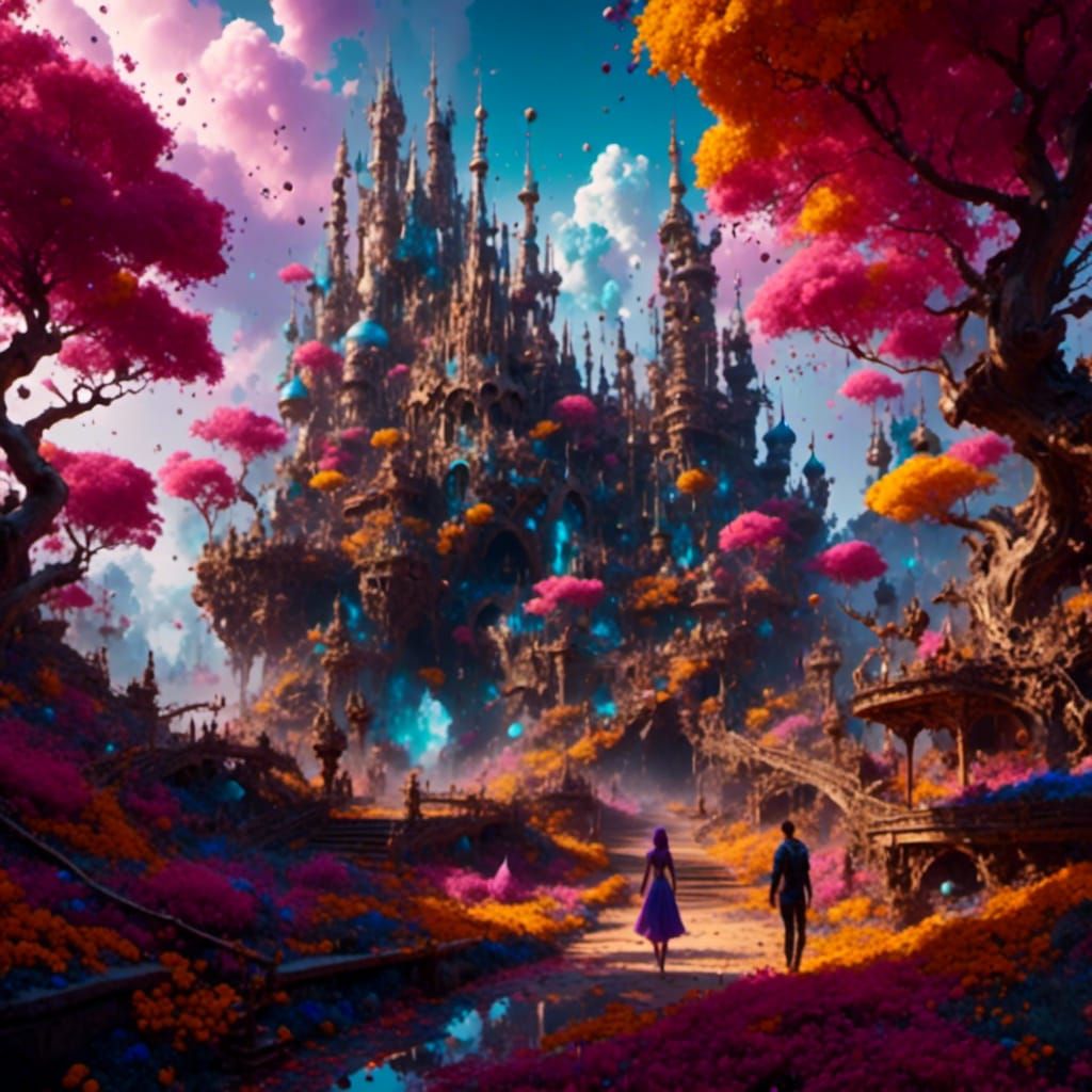 Fantasy Lovers in Detailed Matte Painting Style